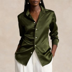 Women Navy Classic Fit Silk Shirt