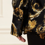 Women Black Baroque Bow-Tie Satin Shirt