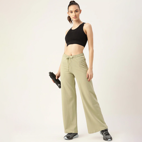 Olive Mid Rise Regular Fit Cotton Women's Track Pants by Being Human Clothing