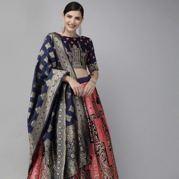 https://www.designerszone.in/products/pink-navy-blue-woven-design-semi-stitched-lehenga-unstitched-blouse-with-dupatta