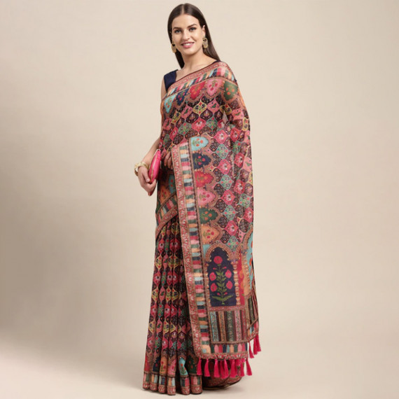 https://www.designerszone.in/vi/products/peach-coloured-multicoloured-kalamkari-sequinned-linen-blend-block-print-saree